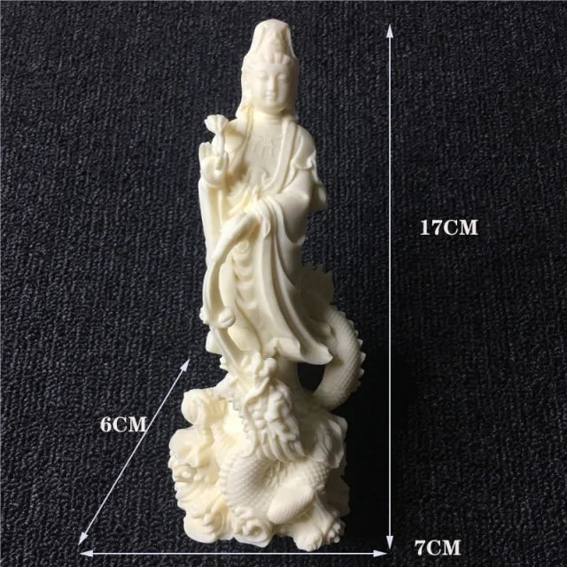 White Dragon Guanyin Statue 17cm