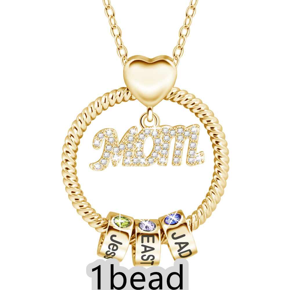 Mother's Day Gift Personalized Circle Pendant with Custom Beads Birthstone Pendant