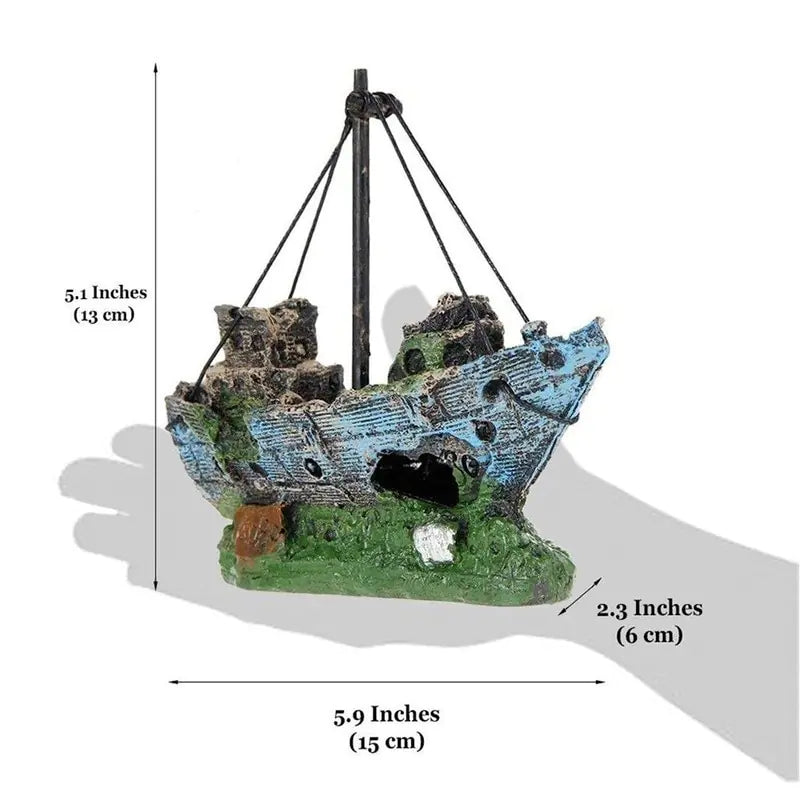 Pirate Ship Aquarium Ornament - Safe Resin Fish Tank Decor