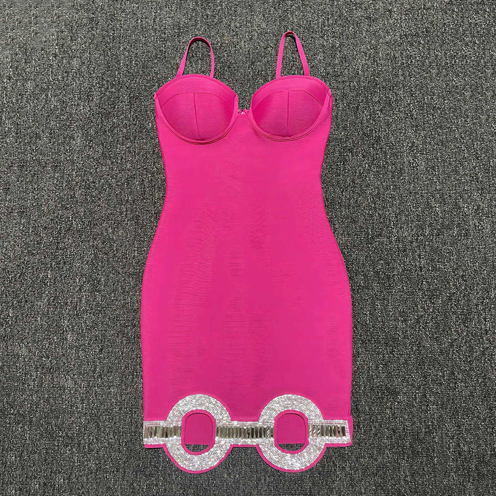 Women's Clothing Socialite Slim Fit Hip Spaghetti Straps Bandage Dress