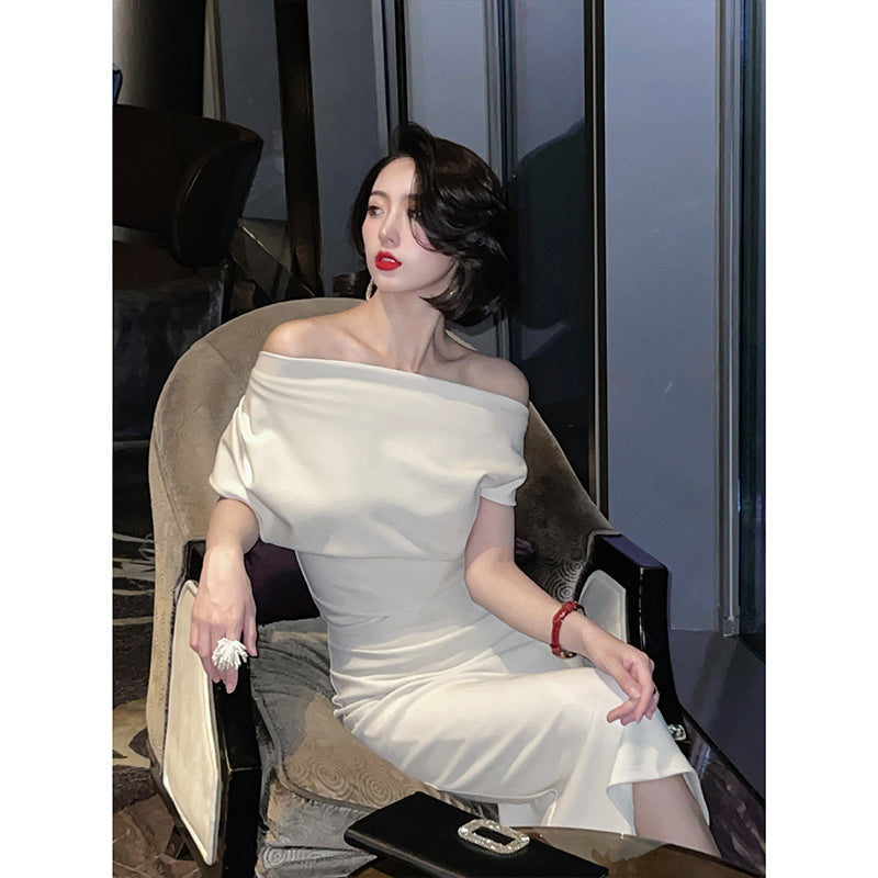 Women's Summer Off Shoulder Waist Long Dress
