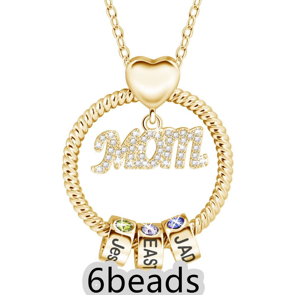 Mother's Day Gift Personalized Circle Pendant with Custom Beads Birthstone Pendant
