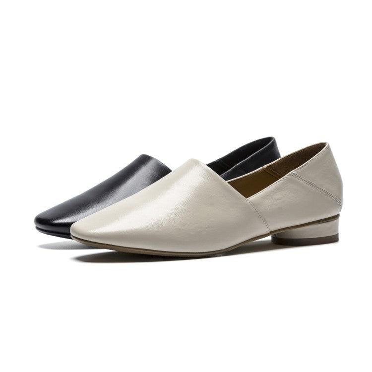 Women\'s Shoes Flat Sole Square Head Deep Mouth Single Shoes