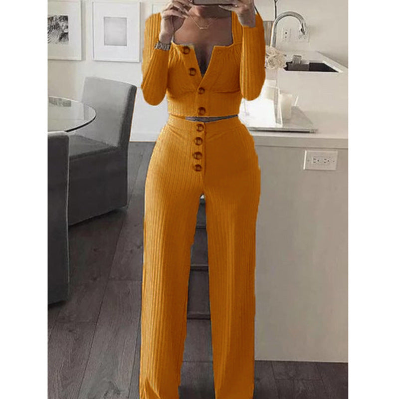 Women's New Long Sleeve Cardigan Slim Buttoned Casual Suit