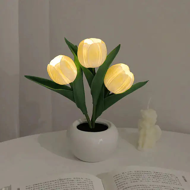 Bonsai Tulip Flower LED Night Light | Battery Powered Lamp