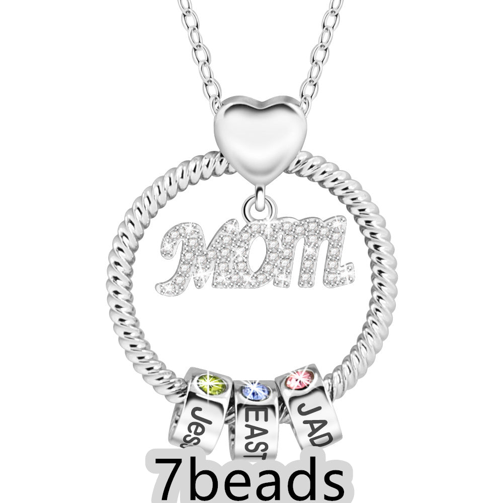 Mother's Day Gift Personalized Circle Pendant with Custom Beads Birthstone Pendant