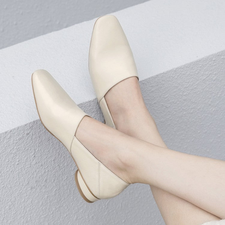 Women\'s Shoes Flat Sole Square Head Deep Mouth Single Shoes