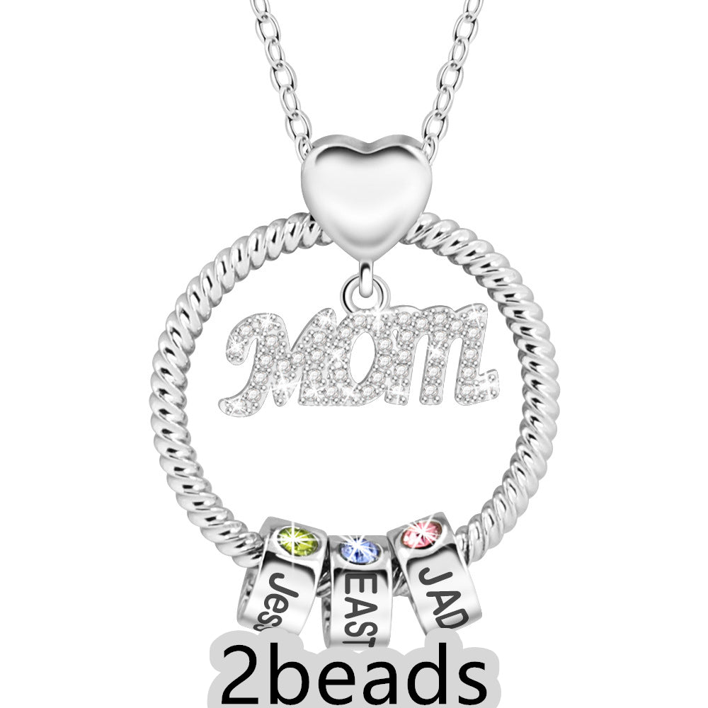 Mother's Day Gift Personalized Circle Pendant with Custom Beads Birthstone Pendant