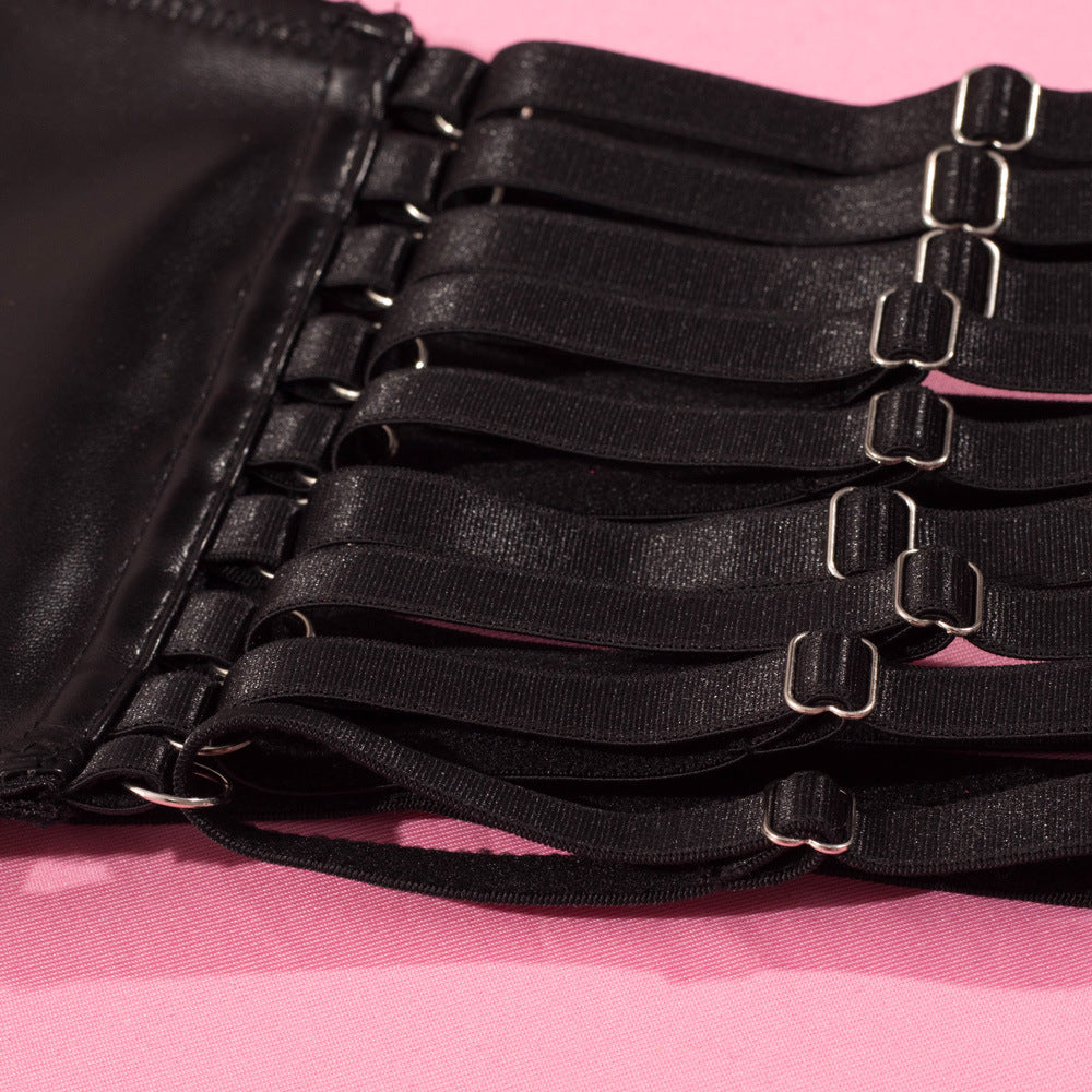 Women's Leather Garter Buckle Body Shaping Two-piece Suits