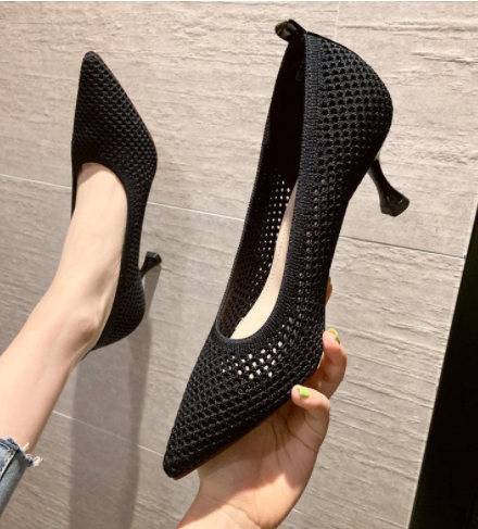 Pointed Toe High Heels Shallow Mouth Stiletto Net Red Shoes