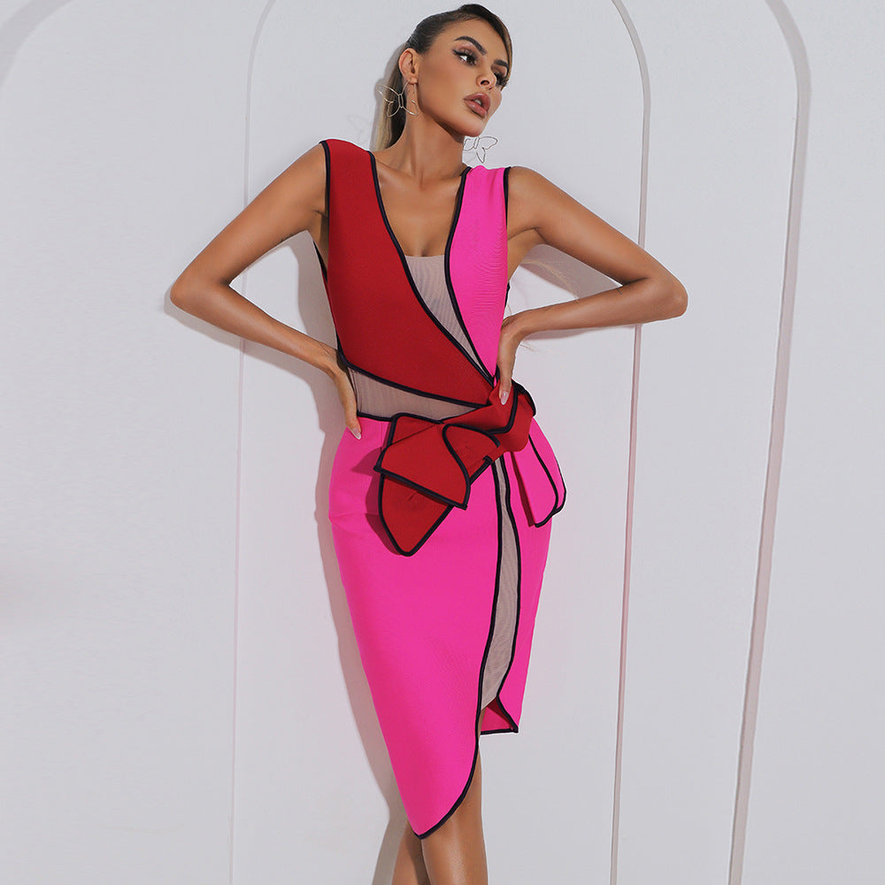Women's Clothing Slim Fit Patchwork Casual Irregular Dress