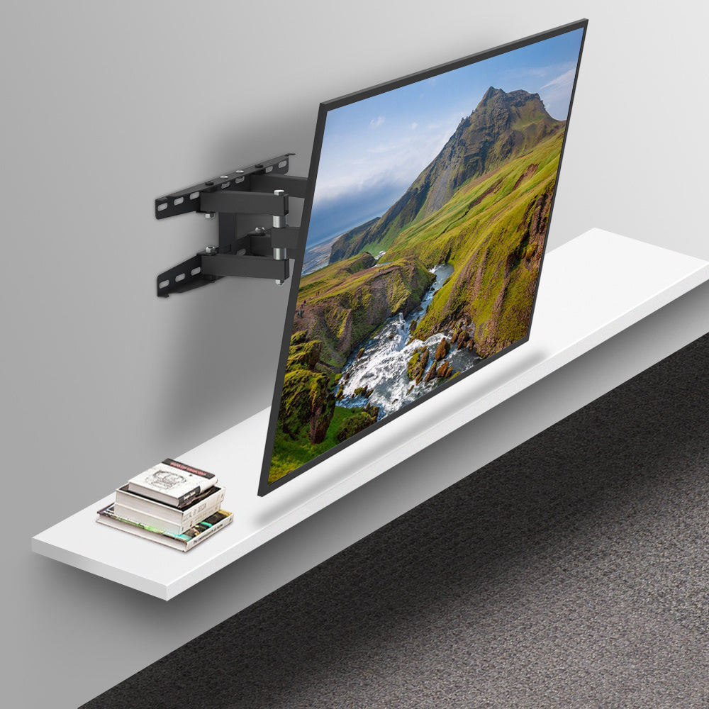 TV mounted on a wall with a scenic display