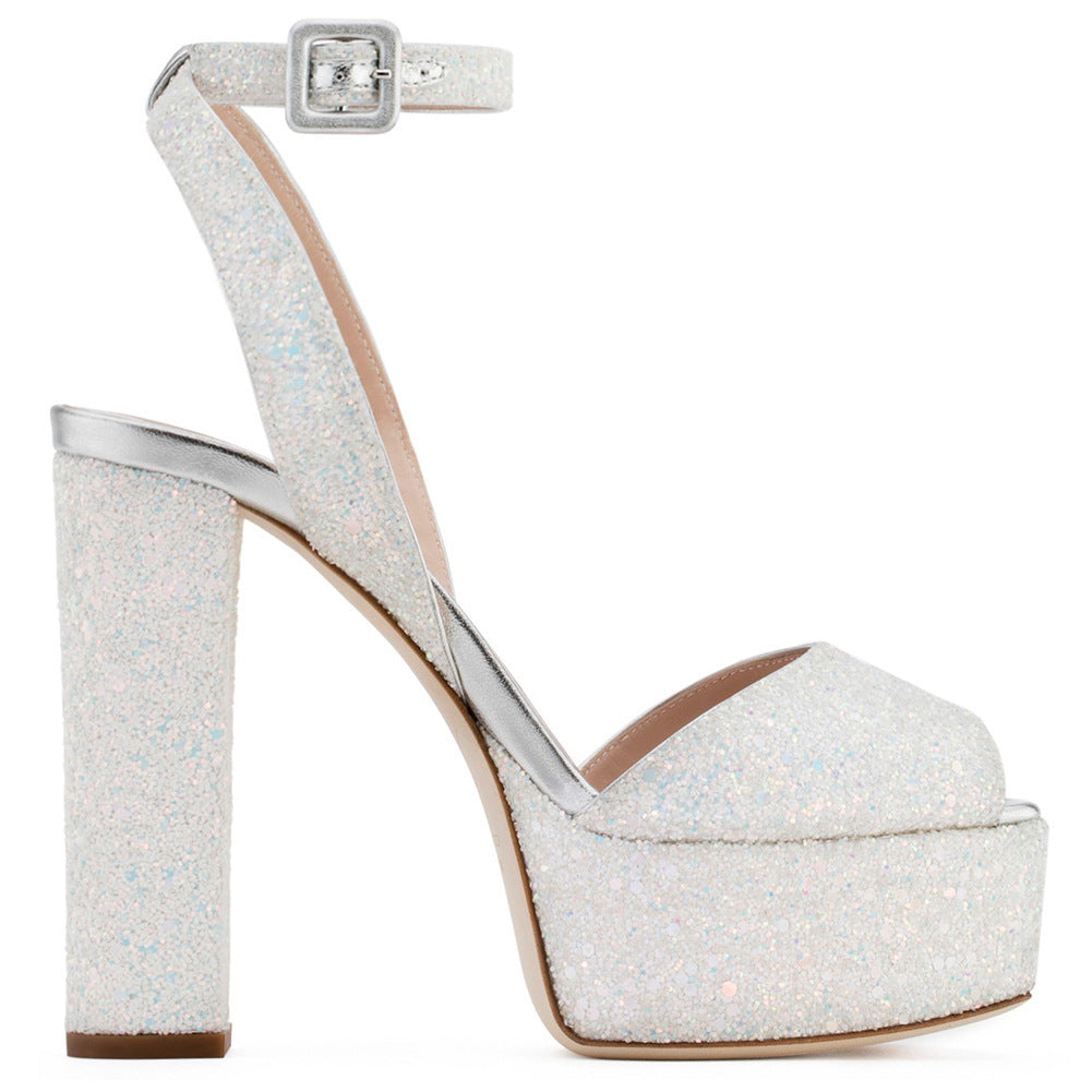 Color Block Platform Thick Heel Women's Shoes