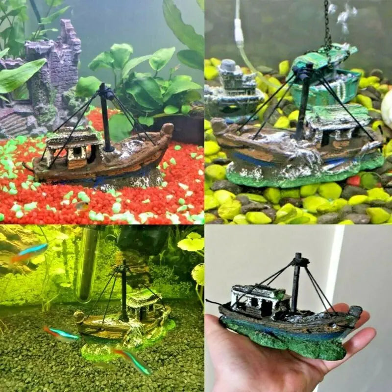 Pirate Ship Aquarium Ornament - Safe Resin Fish Tank Decor
