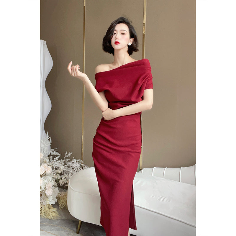 Women's Summer Off Shoulder Waist Long Dress