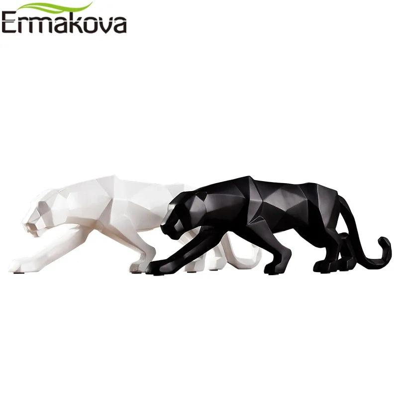 ERMAKOVA Geometric Panther Sculpture | Modern Resin Decor