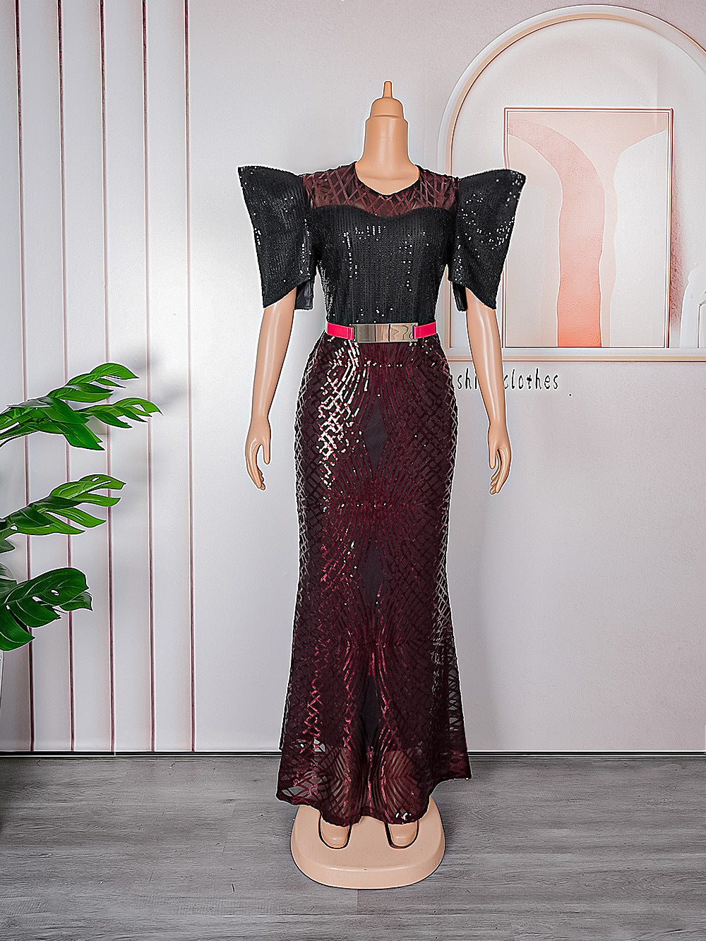 Sequined Christmas Women's Clothing Plus Size Dress