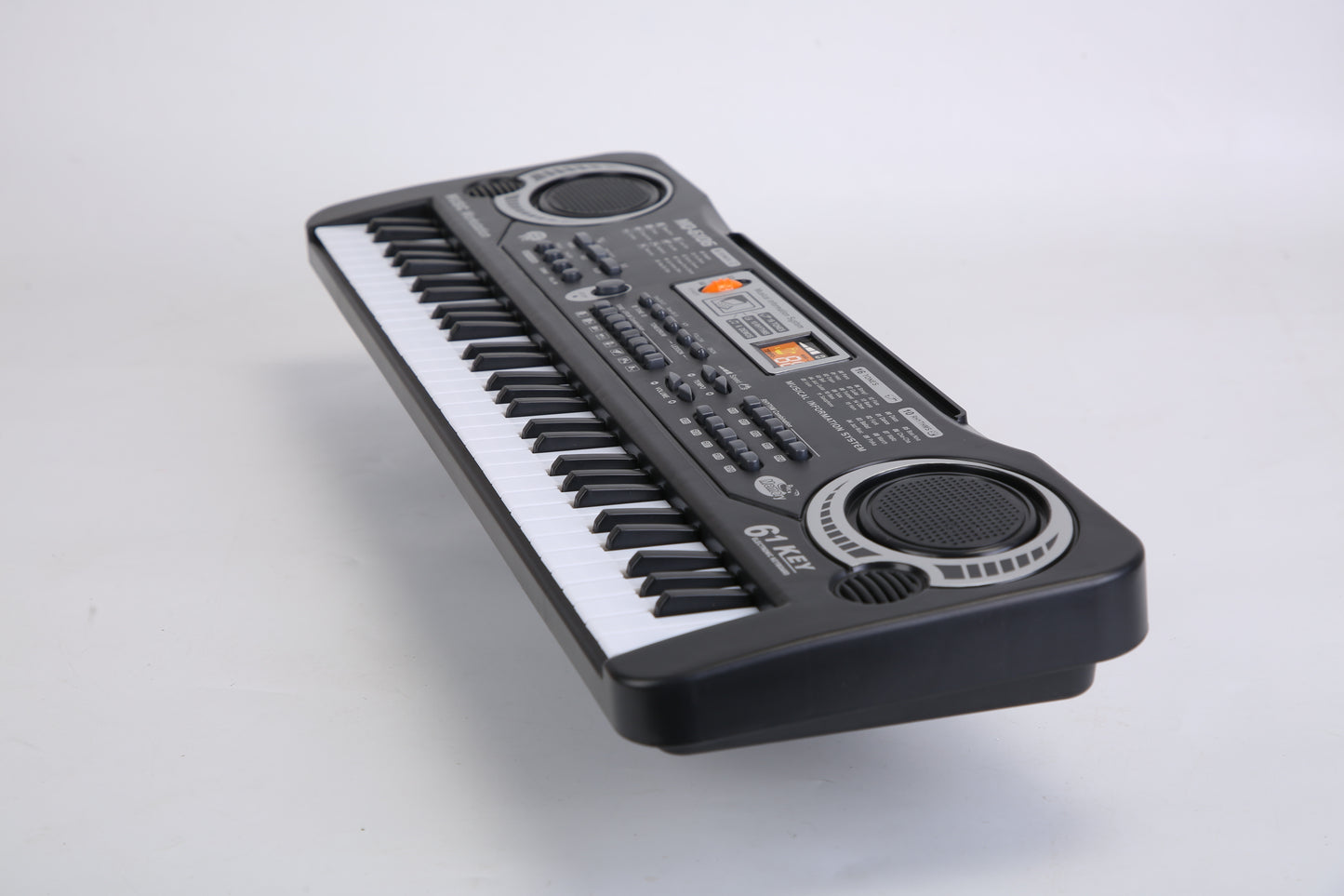 Black electronic keyboard on a white background