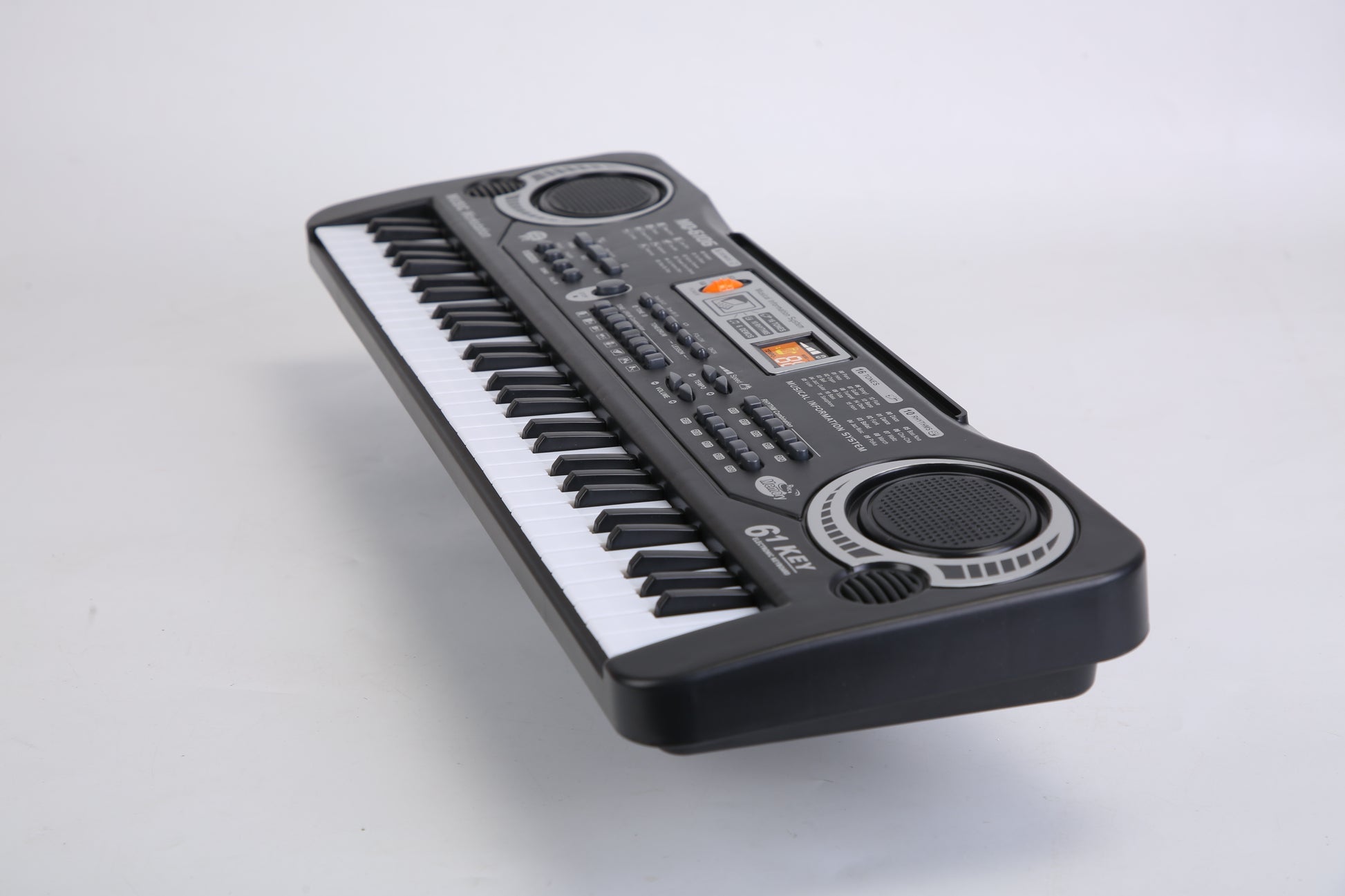 Black electronic keyboard on a white background