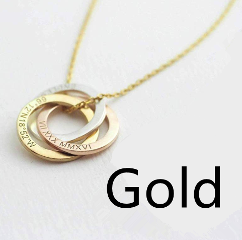 Linked Circle Custom Children Name Rings Eternity Necklace Mother Gift