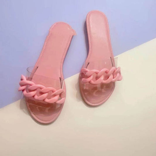 Transparent Flip Flops Large Size Flat Casual Beach Slippers