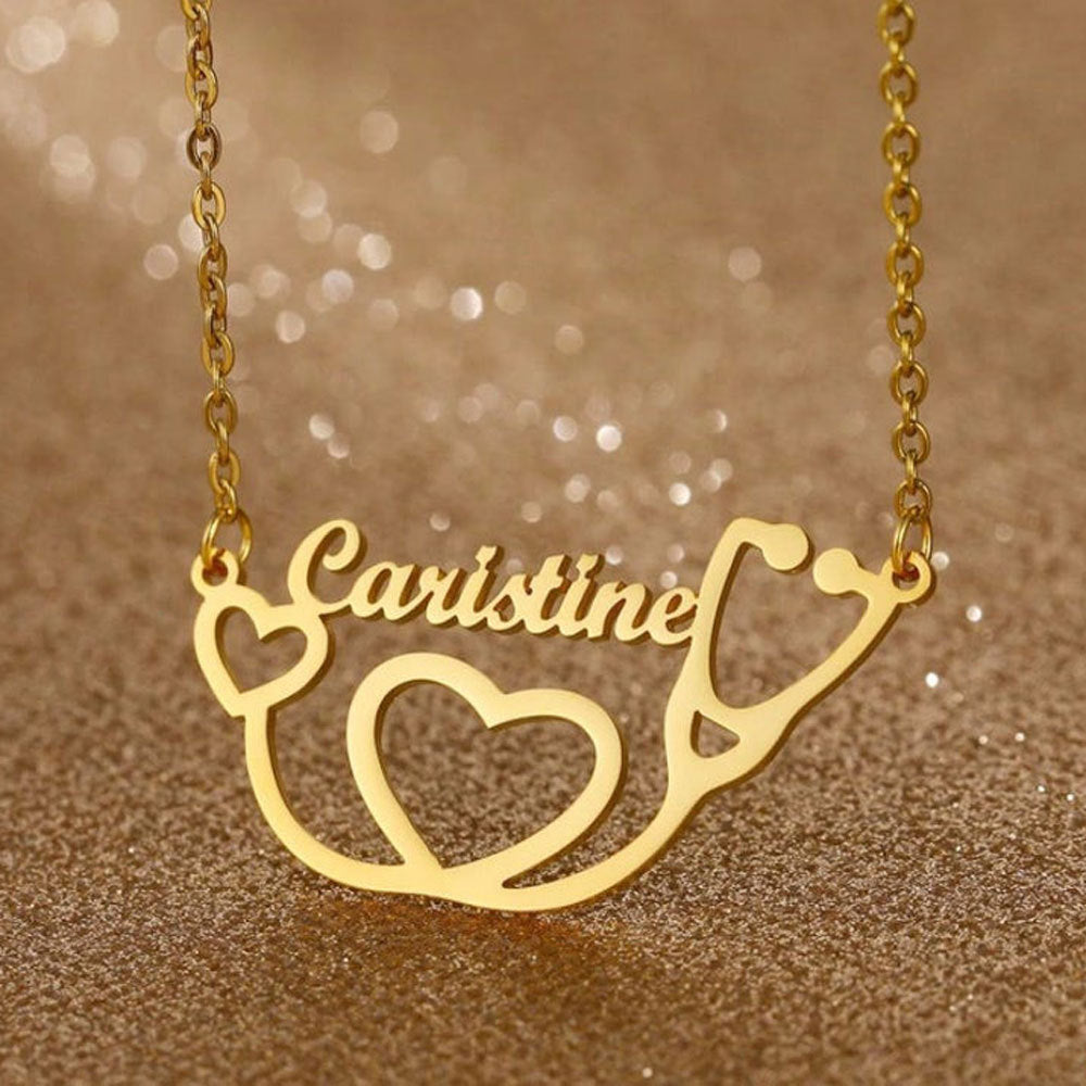 Personality Stethoscope Name Necklace Jewelry Stainless Steel