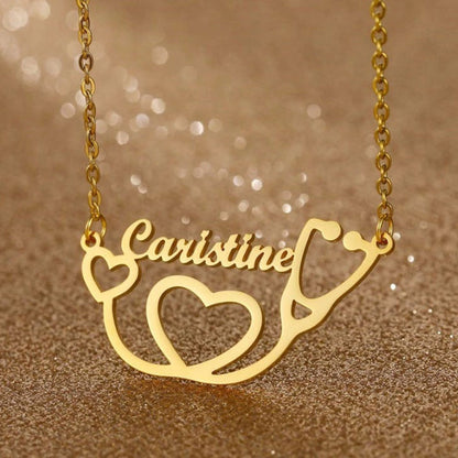 Personality Stethoscope Name Necklace Jewelry Stainless Steel