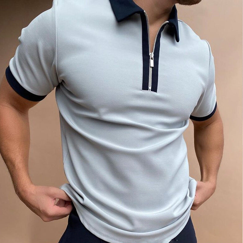 POLO Shirt Zipper Knit Jacquard Men's T-shirt