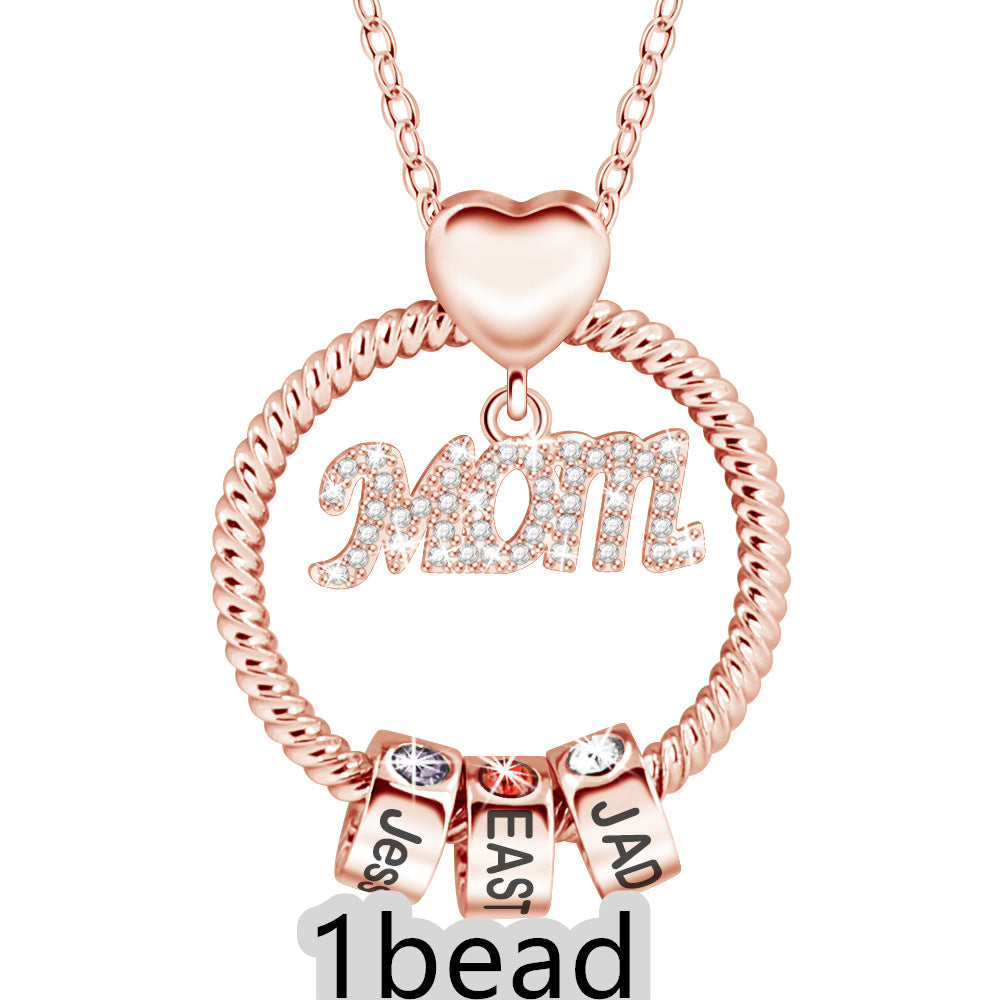 Mother's Day Gift Personalized Circle Pendant with Custom Beads Birthstone Pendant
