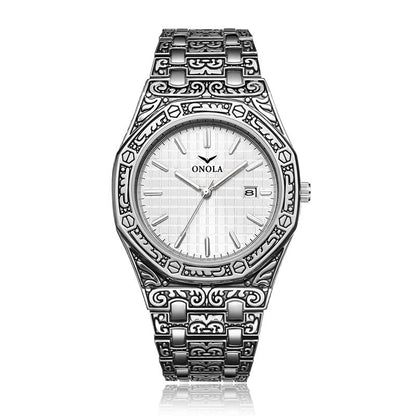 Antique Steel Band Waterproof Men's Quartz Watch