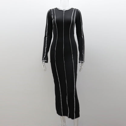 Round-neck Long-sleeved Dress Beauty Clothing