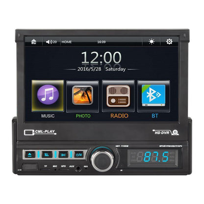Car multimedia system with touchscreen display on a white background