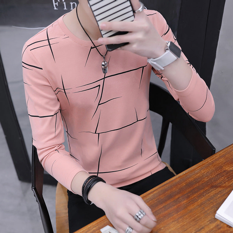 Men's Long-Sleeved Shirt New Korean Style Thin Bottoming Shirt