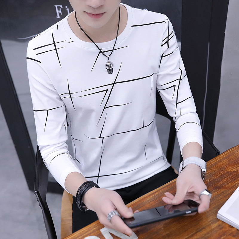 Men's Long-Sleeved Shirt New Korean Style Thin Bottoming Shirt