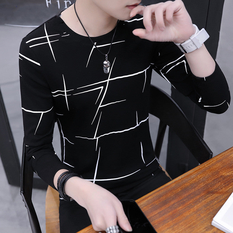 Men's Long-Sleeved Shirt New Korean Style Thin Bottoming Shirt