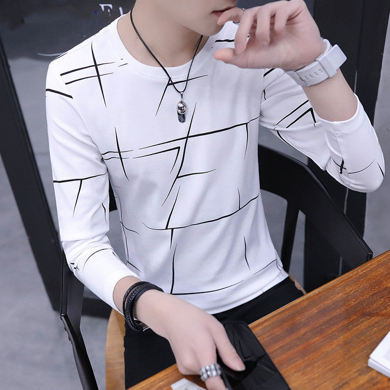 Men's Long-Sleeved Shirt New Korean Style Thin Bottoming Shirt