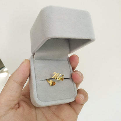 Personalized Heart Name Ring Adjustable Size Stainless Steel Wedding Jewelry