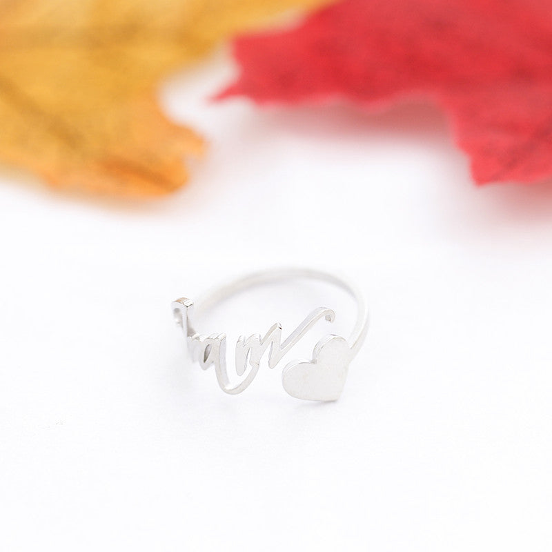 Personalized Heart Name Ring Adjustable Size Stainless Steel Wedding Jewelry