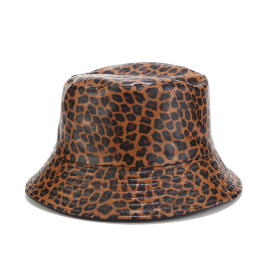 European And American Trend Leopard Print Double-Sided Fisherman Hat Outdoor Leisure Wild Basin Hat Fashion Hat