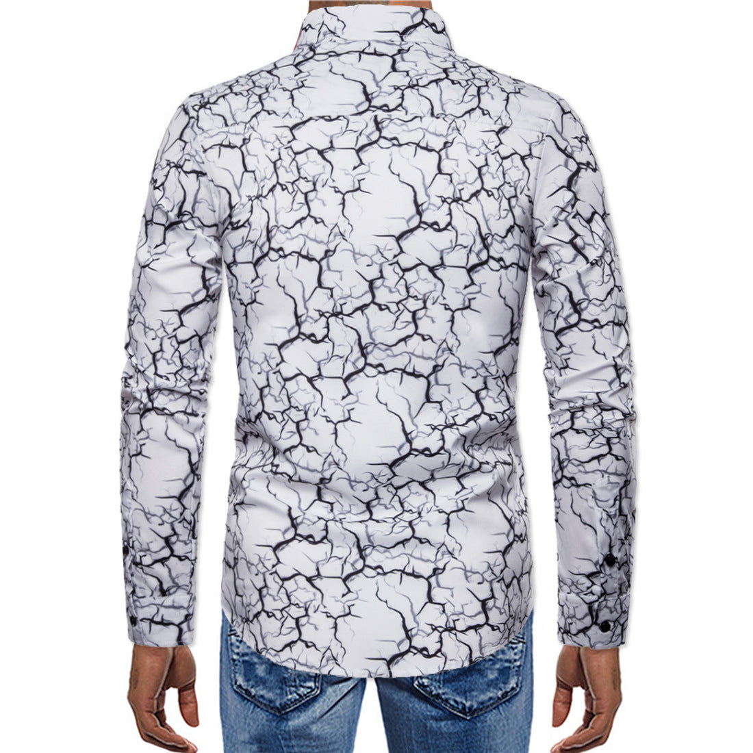 Men's Slim All Match Long Sleeved Shirt Lightning Print Shirt