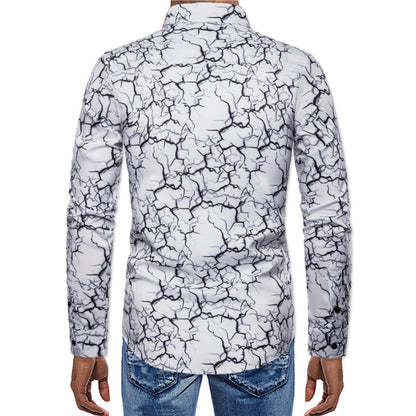 Men's Slim All Match Long Sleeved Shirt Lightning Print Shirt