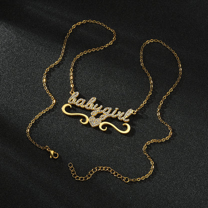 Personal Custom Cut Name Necklace Stainless Steel Diamond Name Pendant
