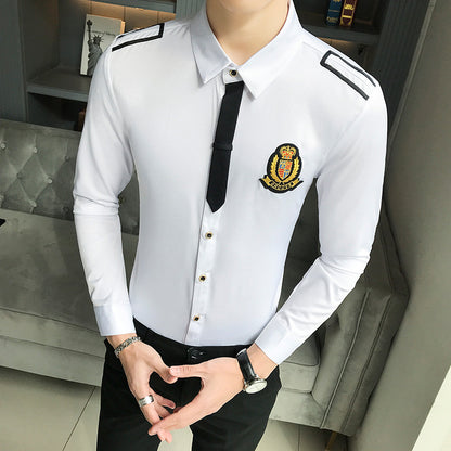 Autumn Men's Long-Sleeved Shirt Hairdresser Barber Shop Nightclub Bar KTV Staff Work Clothes Shirt Shirt