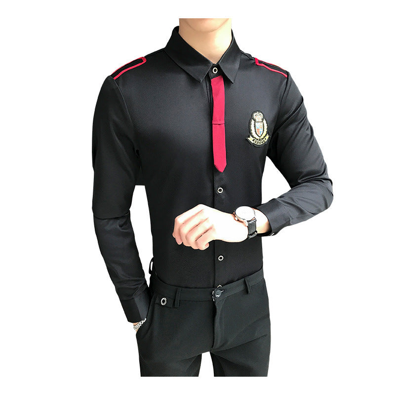 Autumn Men's Long-Sleeved Shirt Hairdresser Barber Shop Nightclub Bar KTV Staff Work Clothes Shirt Shirt