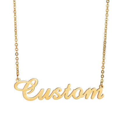 Women Jewelry Chain Pendant Necklace Stainless Steel 18k Gold Plated Name Plate Personalised Custom Name Necklaces