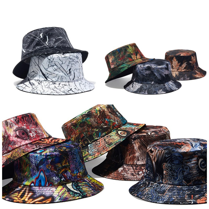 Graffiti Print Fisherman Hat Hip-Hop Disc Hat