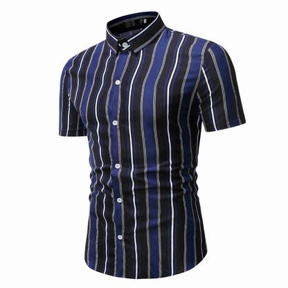 Men's Casual Short Sleeved T Shirt Striped Bottoming Shirt