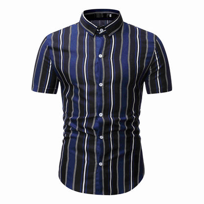 Men's Casual Short Sleeved T Shirt Striped Bottoming Shirt
