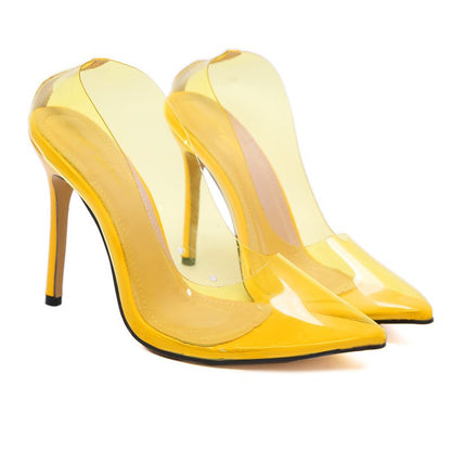 Women's Single Shoes Transparent Pointed High Heels