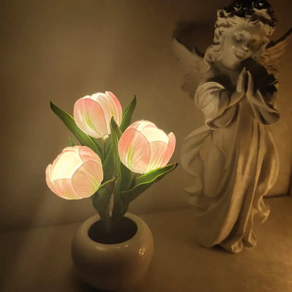 Bonsai Tulip Flower LED Night Light | Battery Powered Lamp